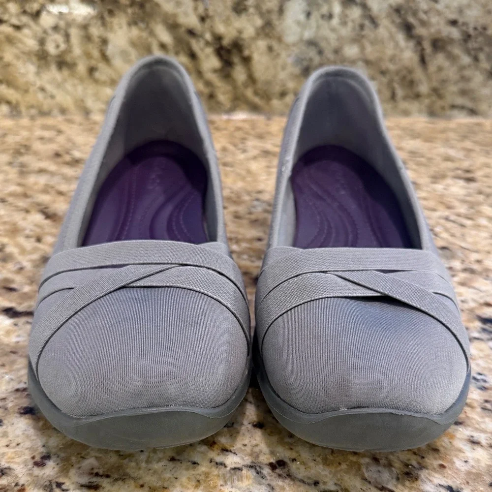 Crocs Busy Day Crisscross Ballet Flat Womens Size 10 Gray Comfort 205339